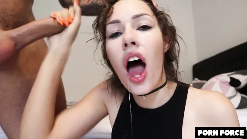 Rough Sloppy Deepthroat For Stunning Brunette Shaiden Rogue
